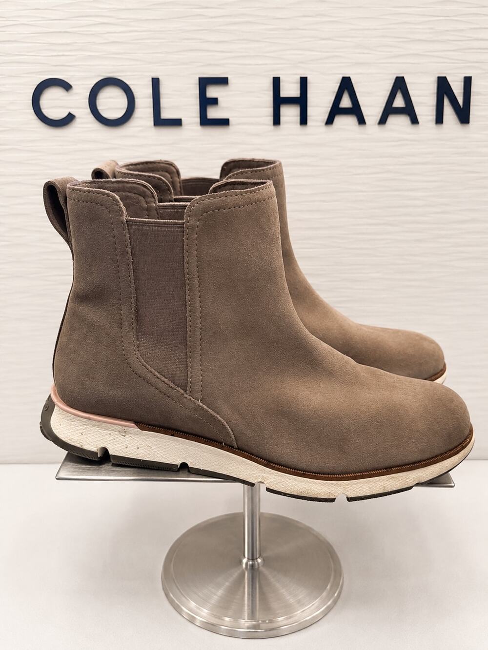Cole Haan Suede Leather Chelsea Ankle Boots Taupe Women’s 8B